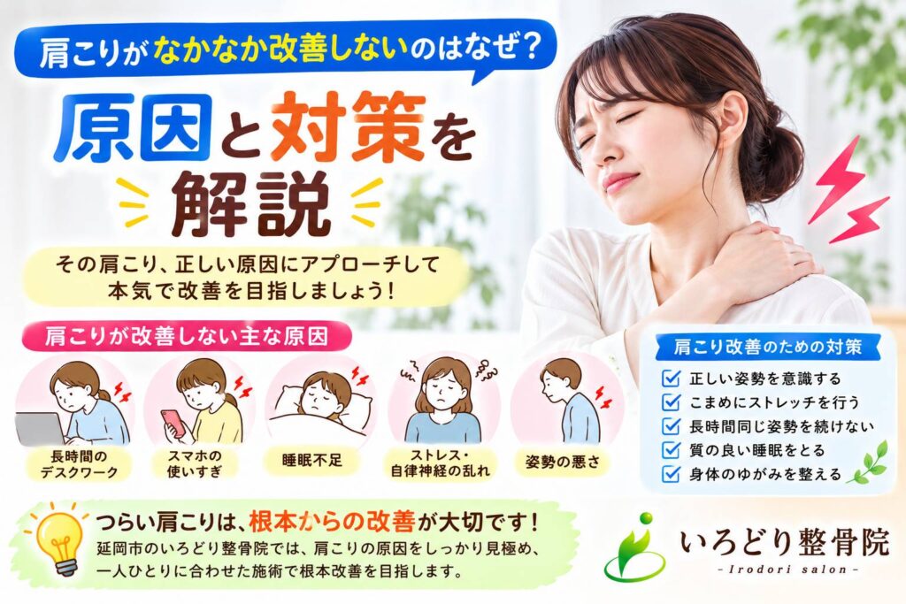 肩こりがなかなか改善しないのは?原因と対策を解説。